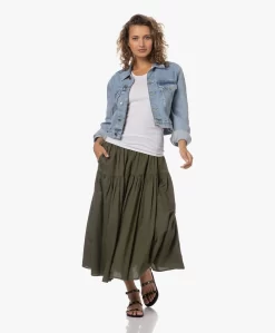 Enza Costa Cool Cotton Tiered Maxi Rok - Dark Olive -Kleding Series Winkel 230711 c7fceb3f b097 493a bb8f c1eff961489f scaled