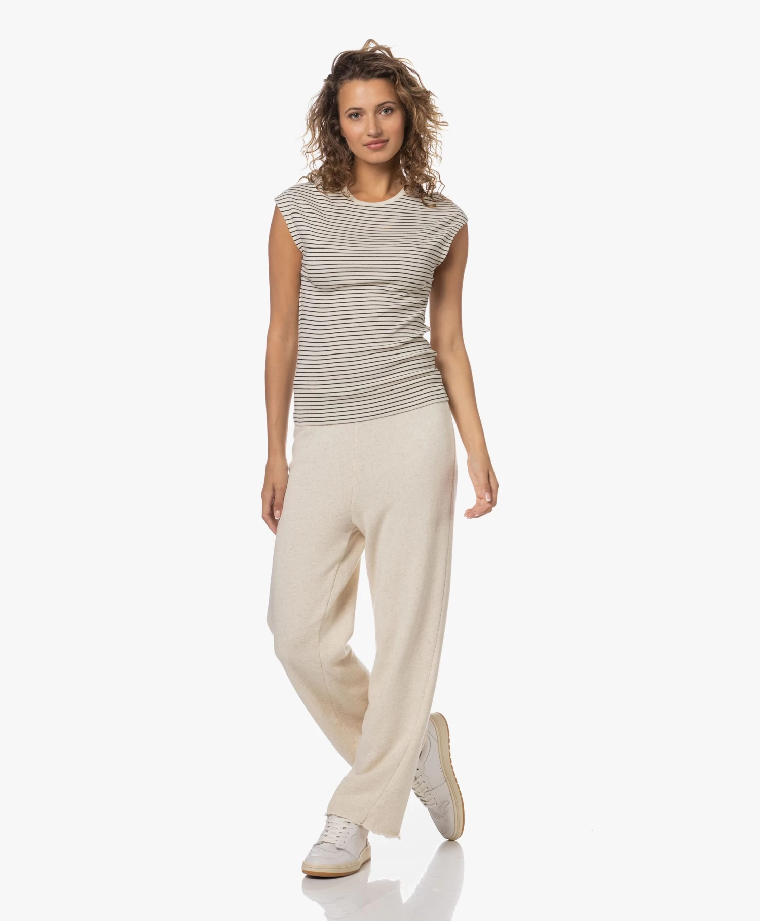 American Vintage Itonay Raw Hem Sweatpants - Ecru Melange 2 American Vintage Itonay Raw Hem Sweatpants - Ecru Melange - Afbeelding 2