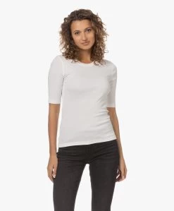 Closed Modalmix Rib T-Shirt - Ivoor -Kleding Series Winkel 230711 e4835fad 22f4 4bc7 8e51 b21e2bb287fc