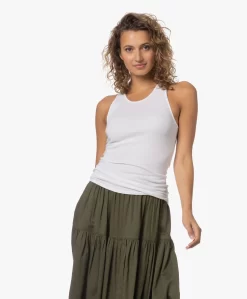 Enza Costa Pima Katoenen Slim Racer Tanktop - Wit