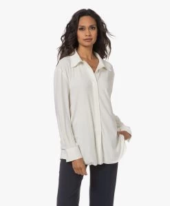 Norma Kamali Boyfriend Tech Jersey Blouse - Ivoor
