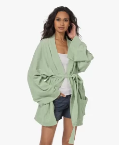 Speezys Amsterdam Badstof Jersey Kimono Jasje - Smoke Green