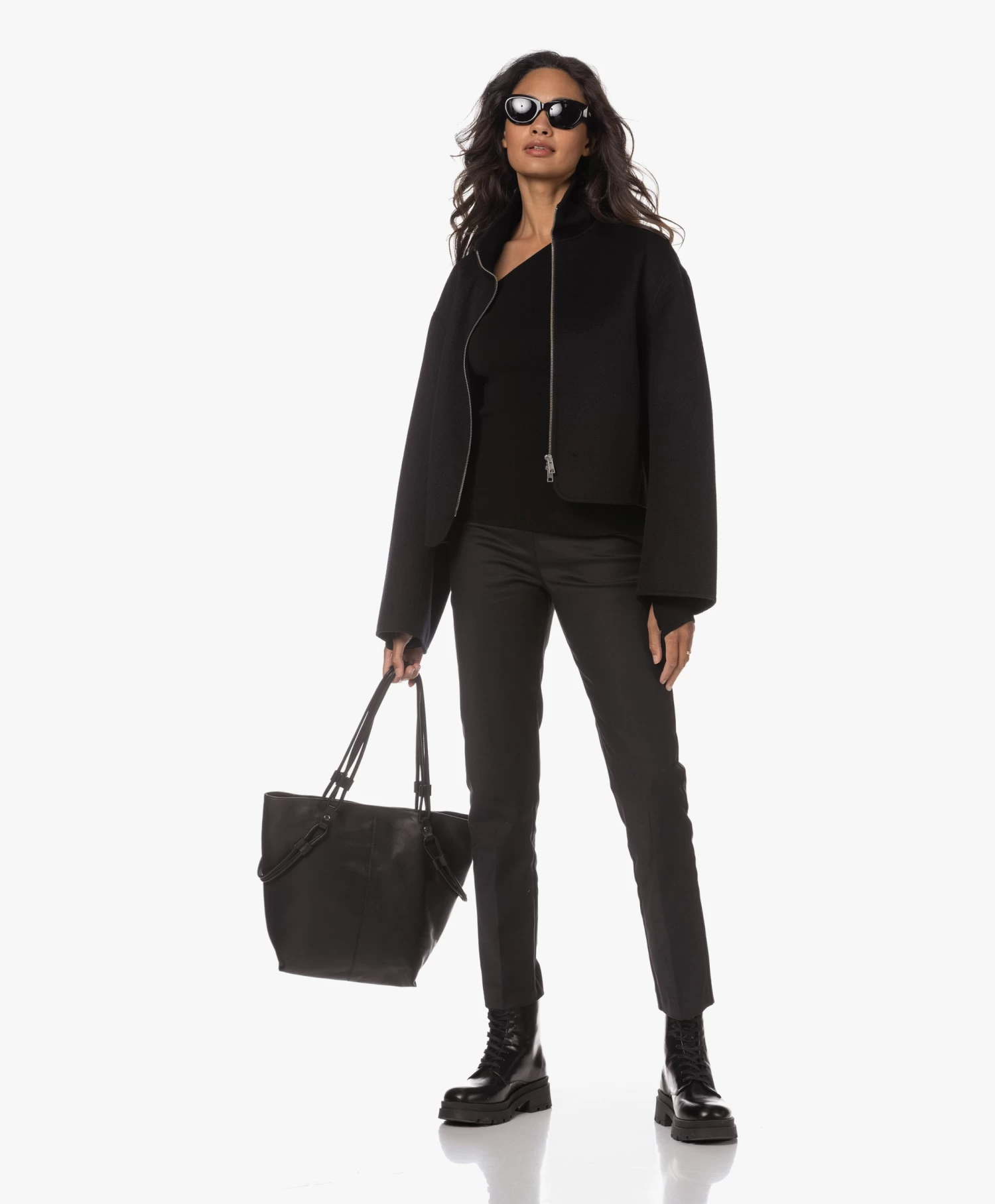 Anine Bing Luc Leren Combat Veterlaarzen - Zwart 6 Anine Bing Luc Leren Combat Veterlaarzen - Zwart - Afbeelding 6