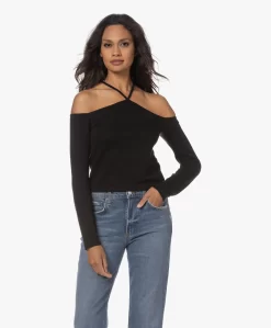 Iro Grenade Off-Shoulder Halter Longsleeve - Zwart