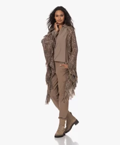 Manos Del Uruguay Merino Wolmix Poncho - Roze/Bruin/Grijs