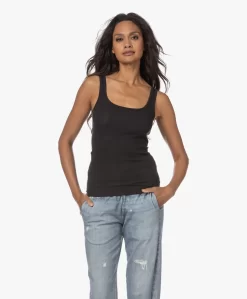 Rag & Bone The Essential Rib Scoop Tanktop - Zwart