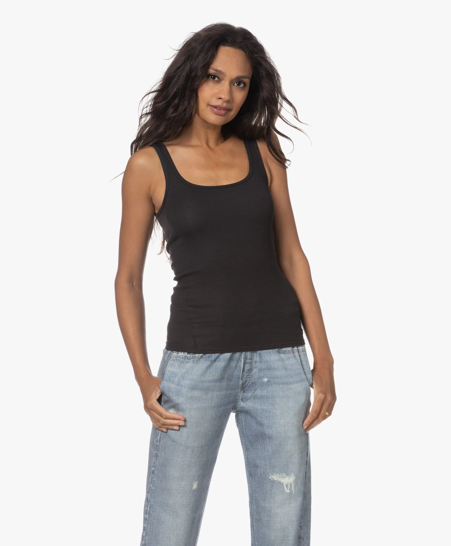 Rag & Bone The Essential Rib Scoop Tanktop - Zwart 12 Rag & Bone The Essential Rib Scoop Tanktop - Zwart - Afbeelding 12