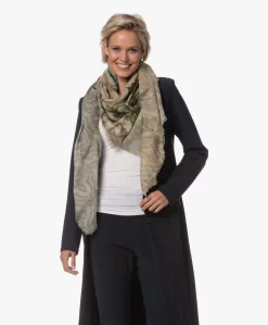 Lasalle Wol-Zijde Multi Print Sjaal - Groen/Beige -Kleding Series Winkel 230724 0ed72013 c357 42c4 807c 77585e0712fe scaled