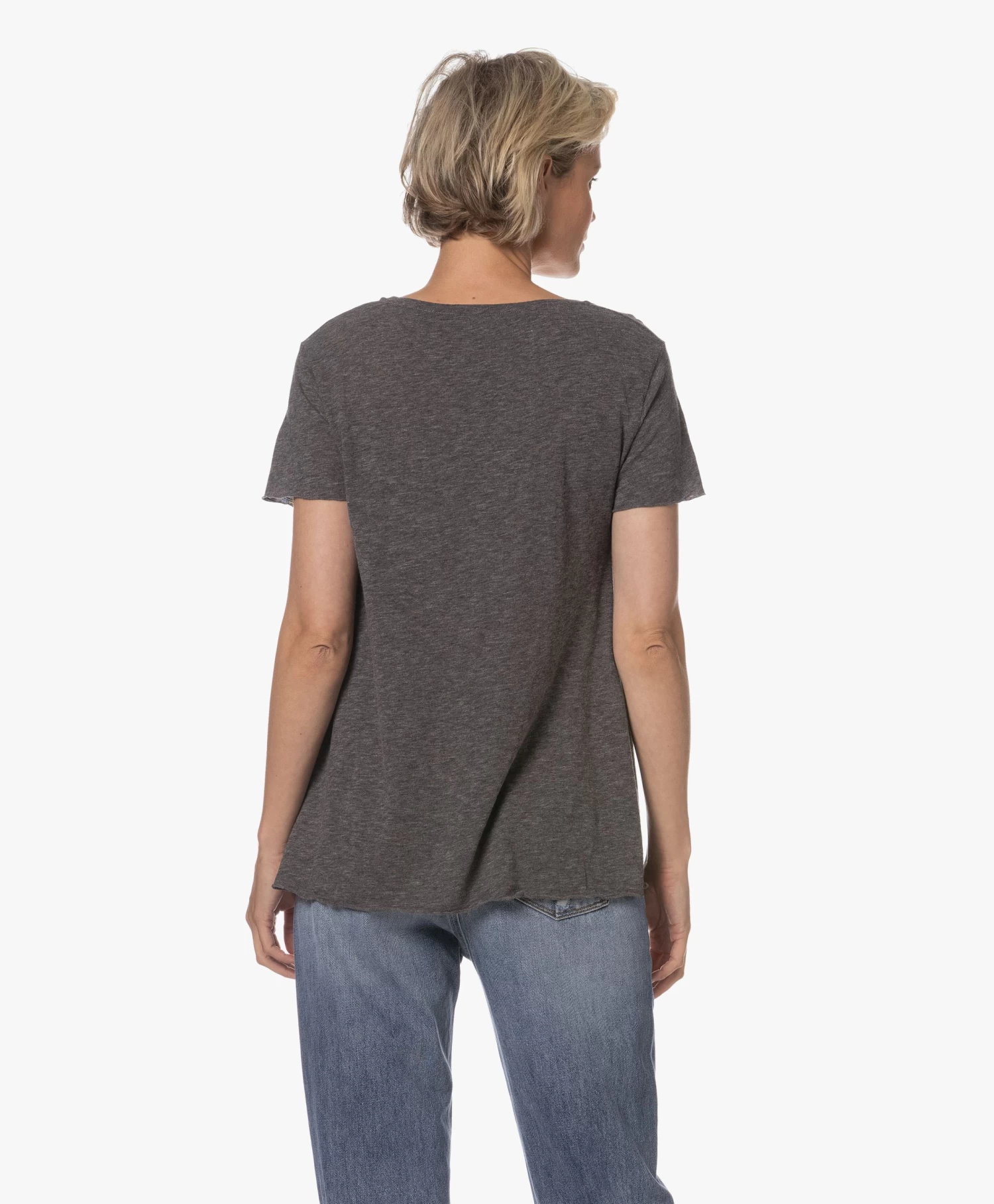 American Vintage Jacksonville V-Hals T-Shirt - Charcoal Melange 4 American Vintage Jacksonville V-Hals T-Shirt - Charcoal Melange - Afbeelding 4