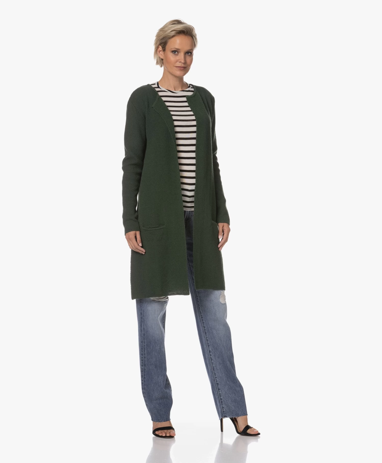 Sibin/Linnebjerg Mary Merinomix Open Vest - Army Green 12 Sibin/Linnebjerg Mary Merinomix Open Vest - Army Green - Afbeelding 12