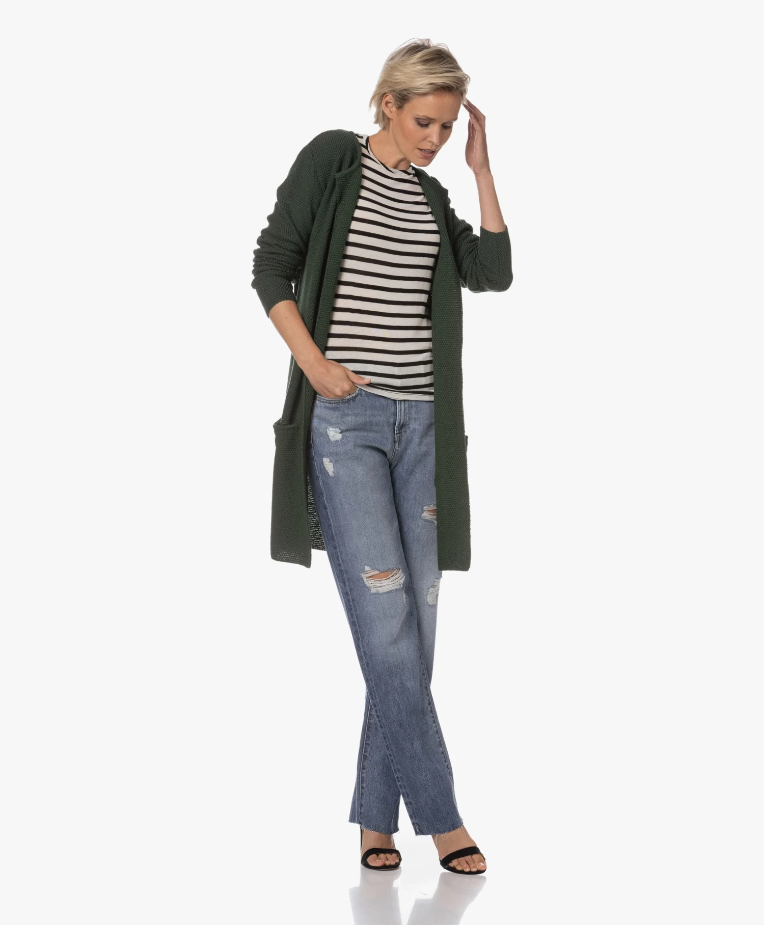 Sibin/Linnebjerg Mary Merinomix Open Vest - Army Green 1 Sibin/Linnebjerg Mary Merinomix Open Vest - Army Green