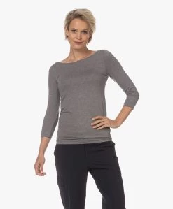 Majestic Filatures Adele T-Shirt Met Driekwart Mouwen - Grijs Mêlee -Kleding Series Winkel 230724 afa64f73 9819 4d6b a3ce 199f7672199c