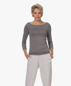 Majestic Filatures Adele T-Shirt Met Driekwart Mouwen - Grijs Mêlee