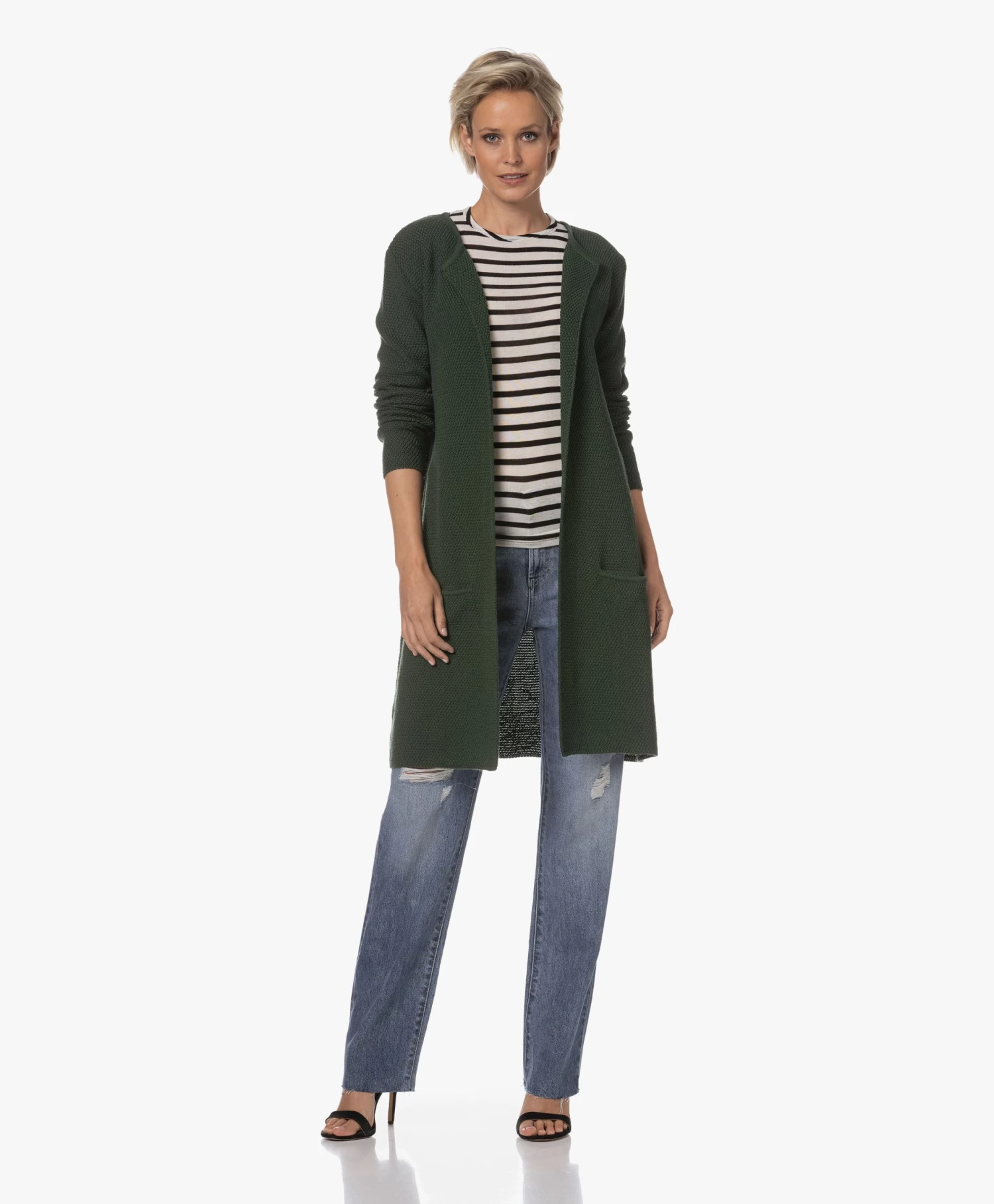 Sibin/Linnebjerg Mary Merinomix Open Vest - Army Green 11 Sibin/Linnebjerg Mary Merinomix Open Vest - Army Green - Afbeelding 11