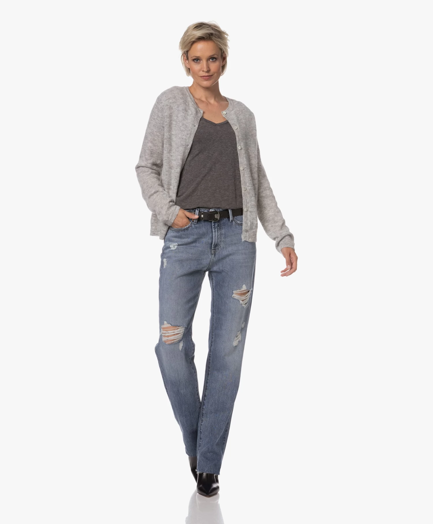 American Vintage Jacksonville V-Hals T-Shirt - Charcoal Melange 9 American Vintage Jacksonville V-Hals T-Shirt - Charcoal Melange - Afbeelding 9