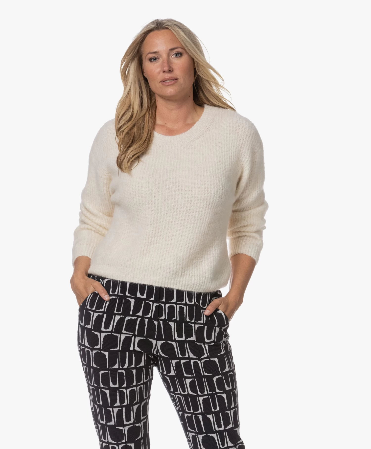 American Vintage East Alpacamix Rib Trui - Mother Of Pearl Melange 12 American Vintage East Alpacamix Rib Trui - Mother Of Pearl Melange - Afbeelding 12