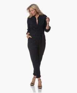 Kyra Elsa Gestructureerde Jersey Jumpsuit - Donker Navy -Kleding Series Winkel 230725 ace917bf 1040 4519 9002 efd969b5619a
