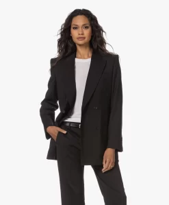 Filippa K Double-Breasted Cool Wool Blazer - Zwart