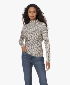 No Man'S Land Viscose Colshirt Met Streepdessin - Champagne