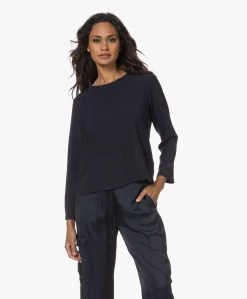 No Man'S Land Crêpe Blouse Met Lange Mouwen - Dark Sapphire