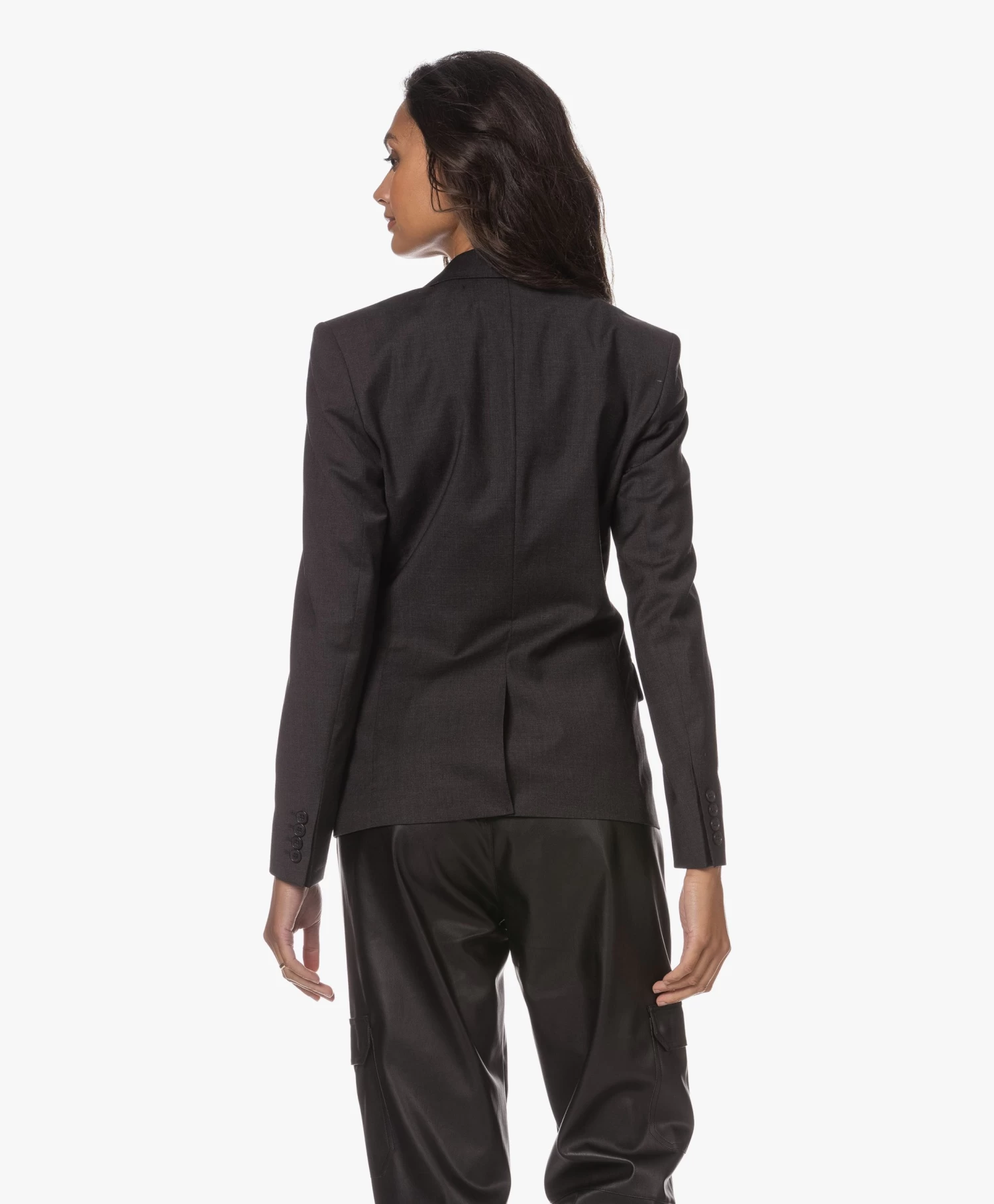 Filippa K Sasha Cool Wool Blazer - Antraciet Mêlee 4 Filippa K Sasha Cool Wool Blazer - Antraciet Mêlee - Afbeelding 4