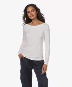 Lasalle Lyocell Jersey Boothals Longsleeve - Panna