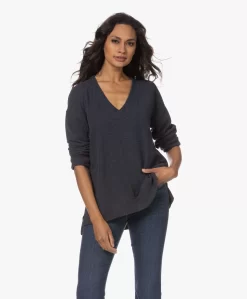 Denham Oska Brushed V-Hals Trui - Dark Sapphire