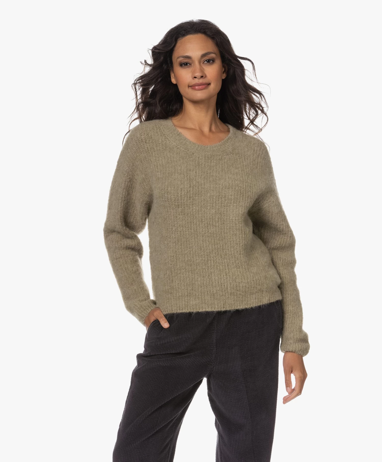 American Vintage East Alpacamix Rib Trui - Rye Melange 3 American Vintage East Alpacamix Rib Trui - Rye Melange - Afbeelding 3