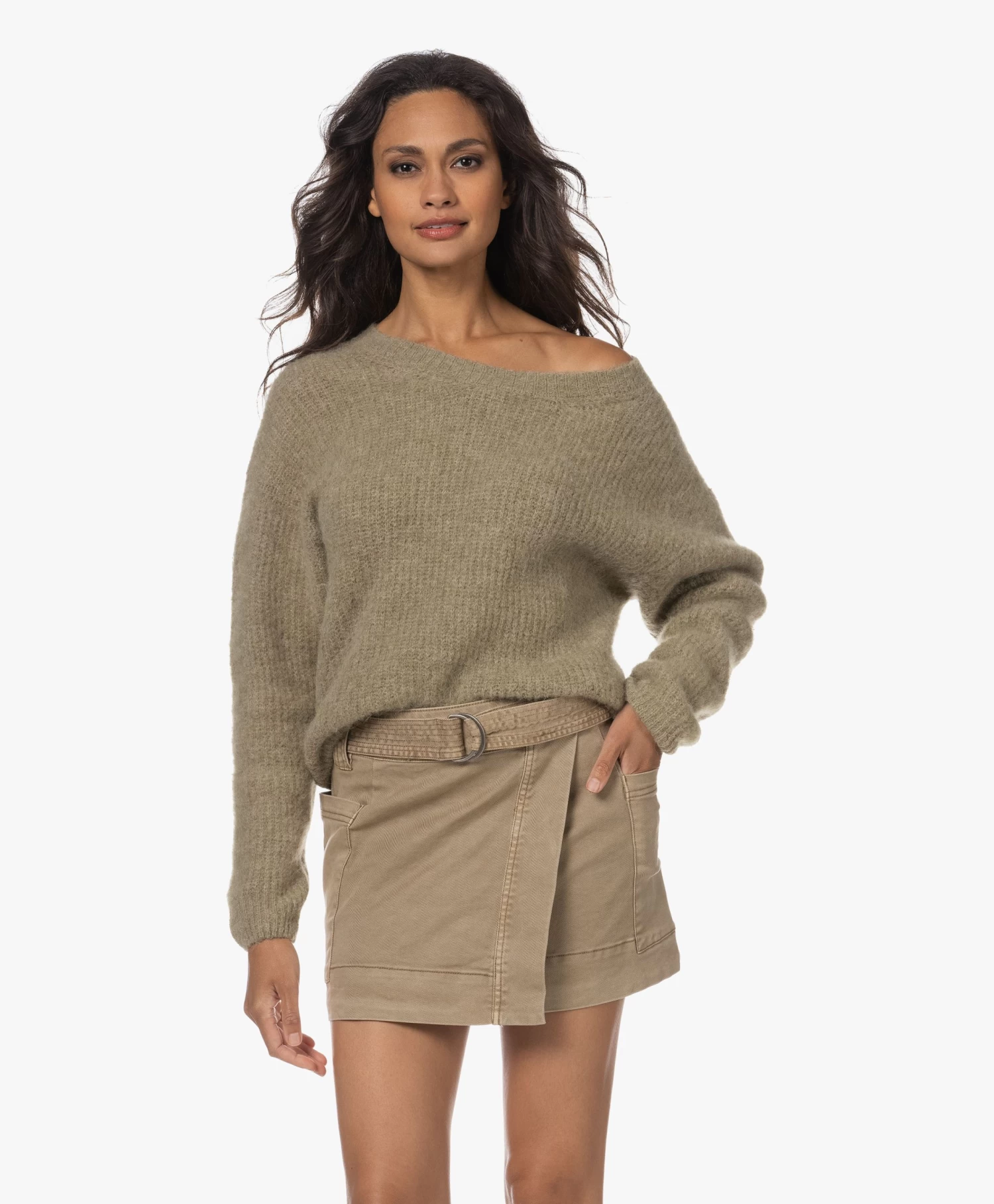 American Vintage East Alpacamix Rib Trui - Rye Melange 1 American Vintage East Alpacamix Rib Trui - Rye Melange