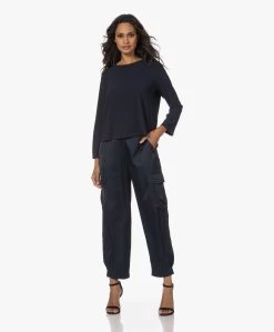 No Man'S Land Crêpe Blouse Met Lange Mouwen - Dark Sapphire -Kleding Series Winkel 230801 fa72597a cb0a 429e b848 55788a95ff4f