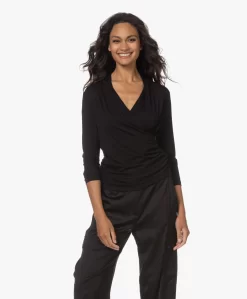 Lasalle Lyocell Jersey Overslag T-Shirt - Zwart -Kleding Series Winkel 230802 6467b138 69bf 4bfb a139 51428227f440 scaled