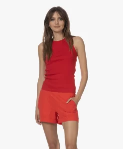 Drykorn Olina Katoenen Rib Jersey Tanktop - Rood
