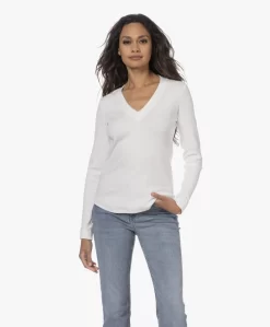 Neeve The Charlie Rib V-Hals Longsleeve - Off-White