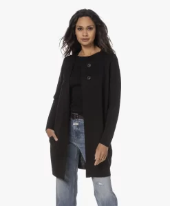 Sibin/Linnebjerg Margit Halflang Merinomix Vest - Zwart