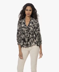 Vanessa Bruno Baltik Viscose Print Blouse - Zwart/Beige