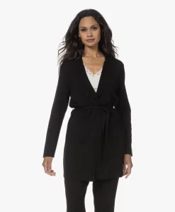 Belluna Space Wollen Milano Vest Met Ceintuur - Zwart