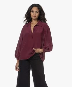 Diega Tastelia Gewassen Zijde Blouse - Bordeaux