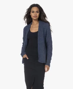 Sibin/Linnebjerg Bari Grof Gebreid Open Vest - Dark Denim