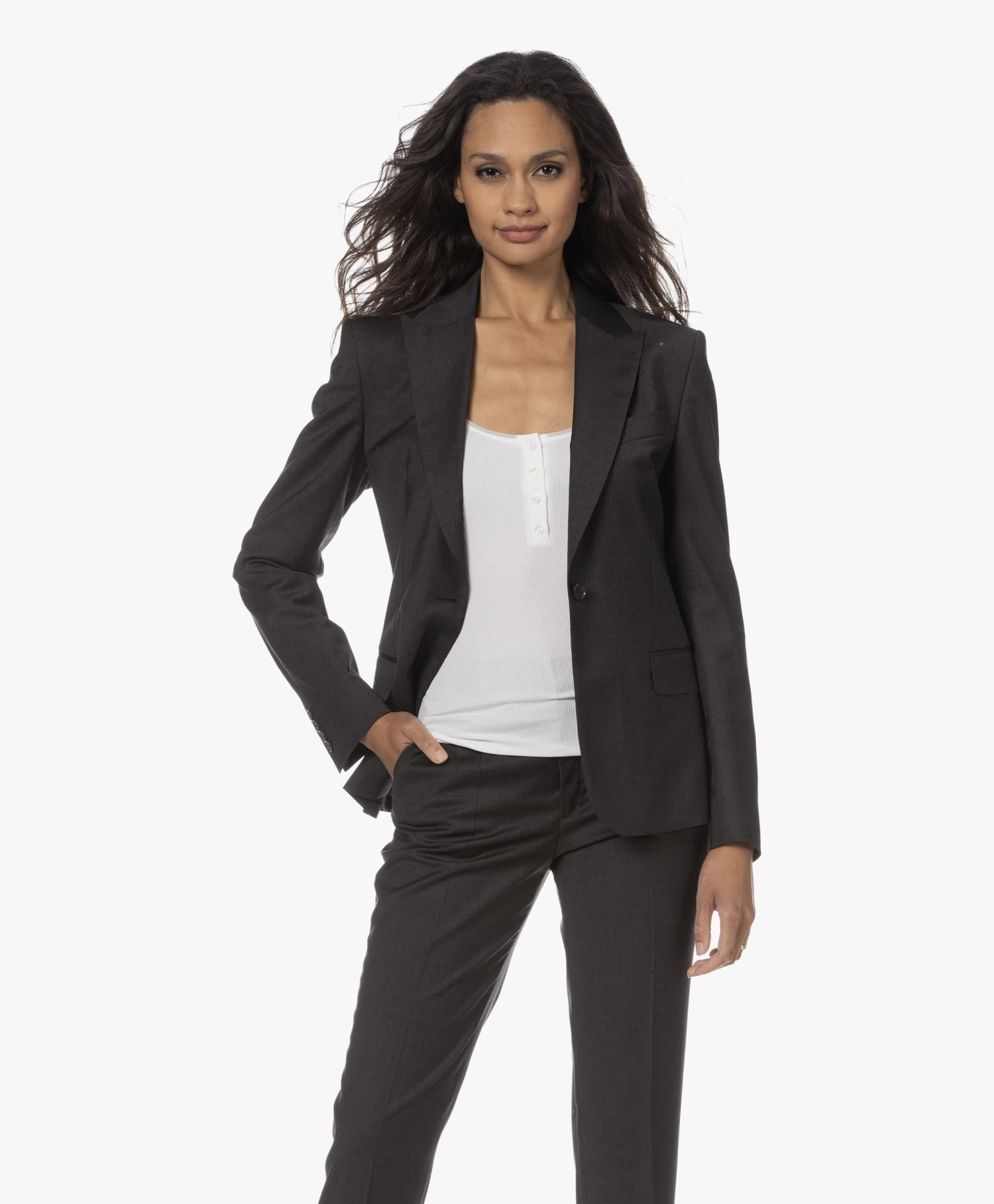 Filippa K Sasha Cool Wool Blazer - Antraciet Mêlee 8 Filippa K Sasha Cool Wool Blazer - Antraciet Mêlee - Afbeelding 8