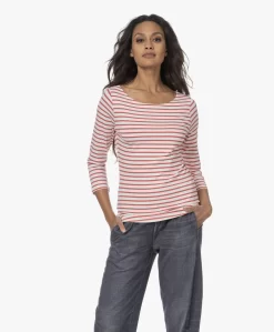 No Man'S Land Gestreept Viscosemix T-Shirt - Flamingo