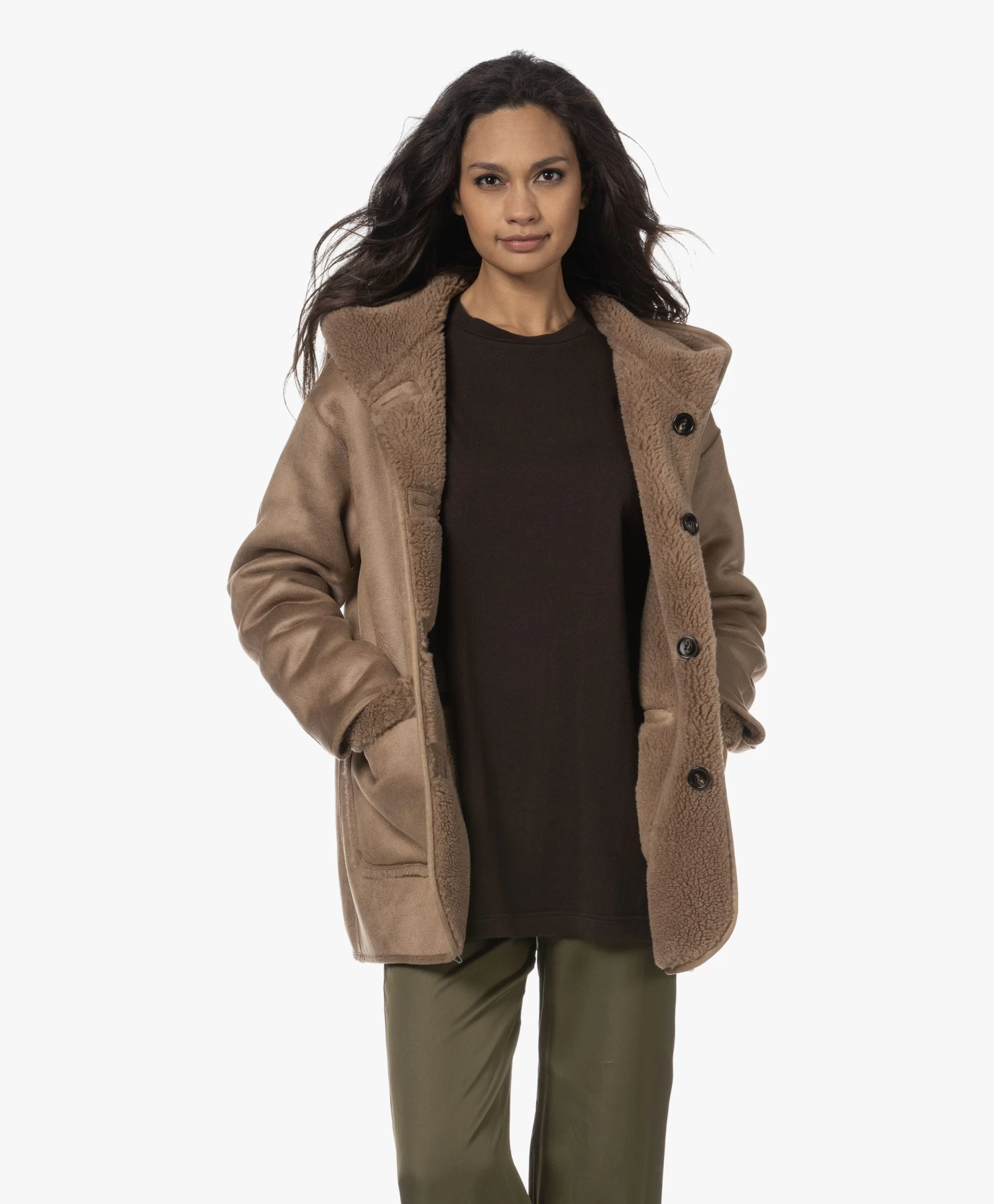 Repeat Reversible Faux Lammy Jas - Camel 2 Repeat Reversible Faux Lammy Jas - Camel - Afbeelding 2