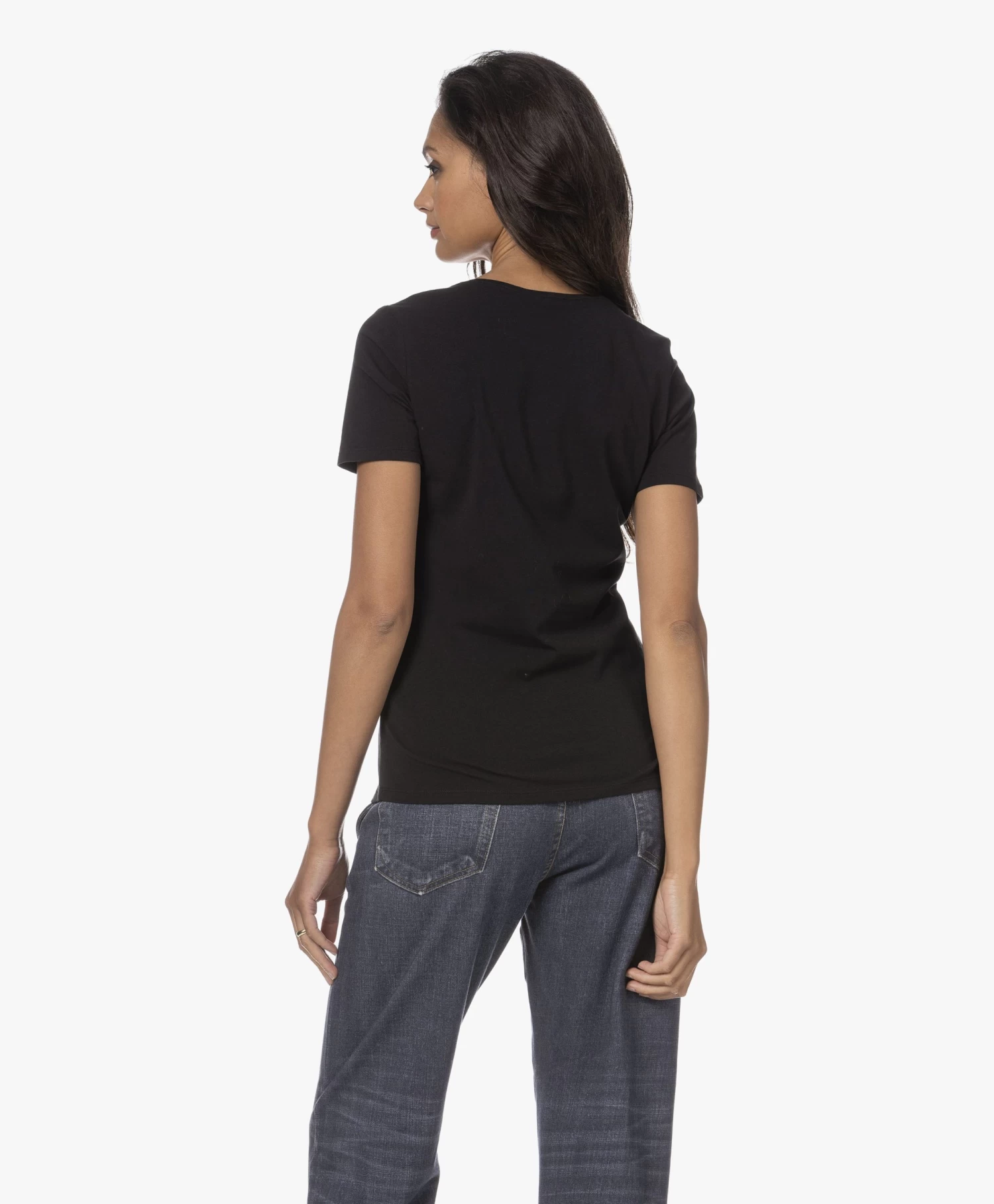 Repeat Stretch Katoenen V-Hals T-Shirt - Zwart 4 Repeat Stretch Katoenen V-Hals T-Shirt - Zwart - Afbeelding 4