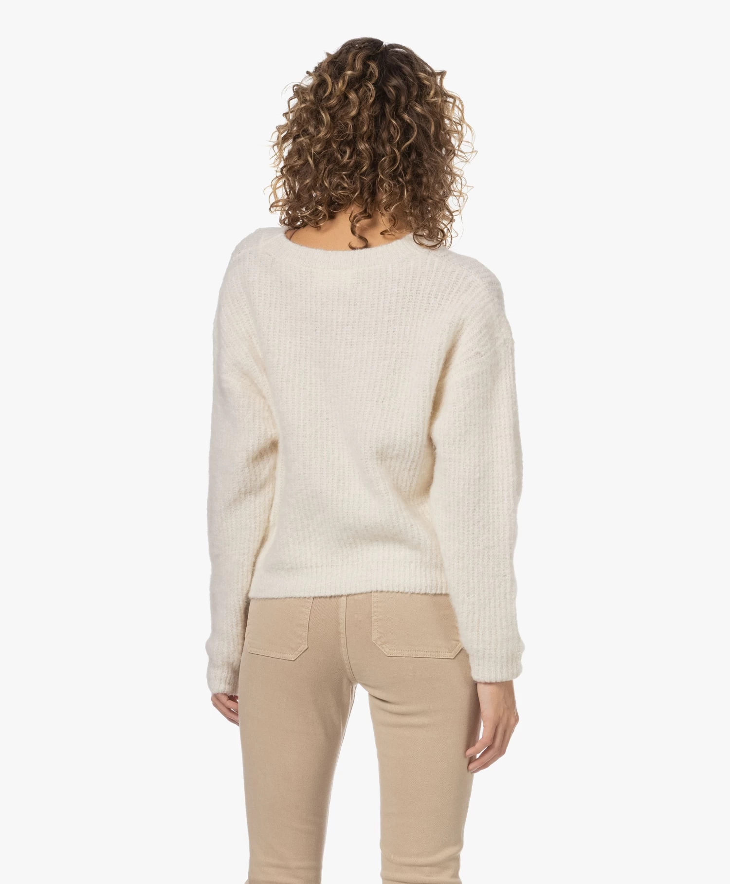 American Vintage East Alpacamix Rib Trui - Mother Of Pearl Melange 4 American Vintage East Alpacamix Rib Trui - Mother Of Pearl Melange - Afbeelding 4