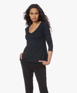 American Vintage Jacksonville V-Hals Longsleeve - Navy