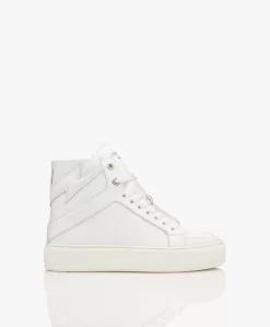 Zadig & Voltaire High Flash Leren Platform Sneakers - Wit