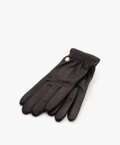Rhanders Cecilia Lamsleren Handschoenen Met Rib Details - Zwart