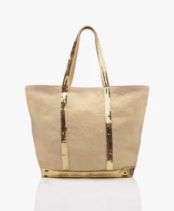 Vanessa Bruno Grote Linnen Shopper Met Rits - Paille
