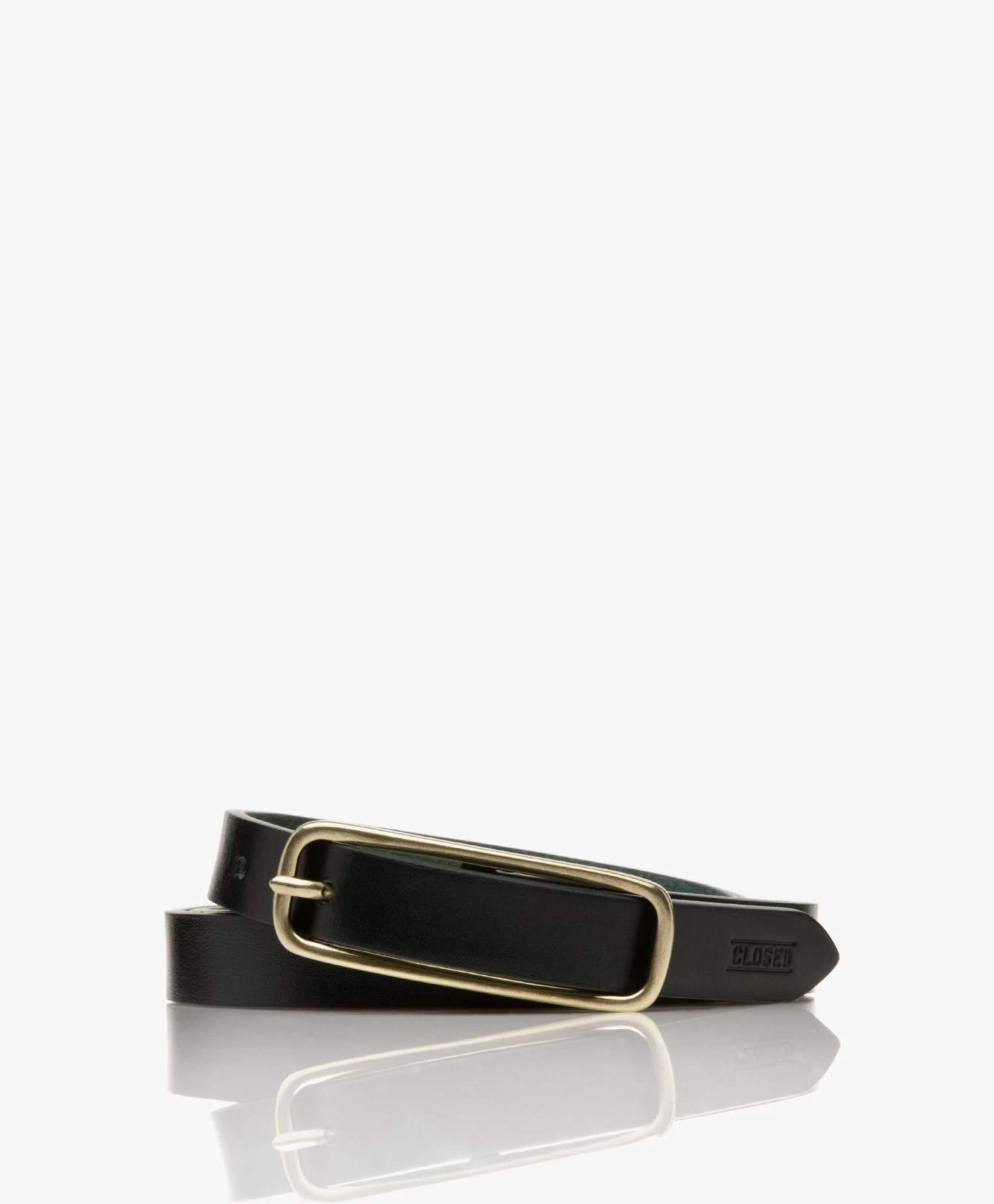 Closed Smalle Leren Riem - Green Patina 1 Closed Smalle Leren Riem - Green Patina