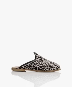 Surée Hairy Leren Print Mules - Felidae