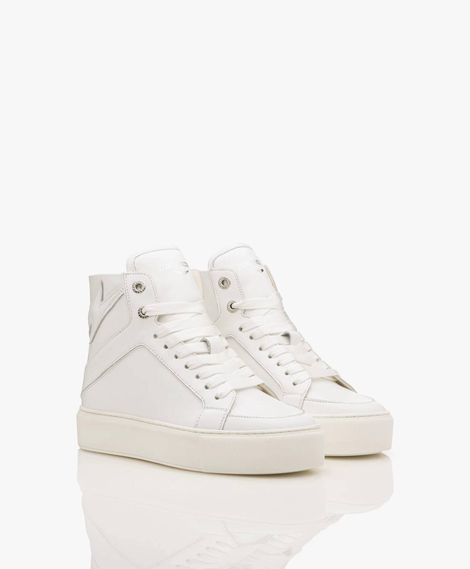 Zadig & Voltaire High Flash Leren Platform Sneakers - Wit 4 Zadig & Voltaire High Flash Leren Platform Sneakers - Wit - Afbeelding 4
